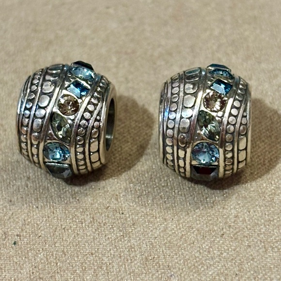 Brighton Jewelry - 🆕Listing! Two Brighton Treasure Isle beads Waves of dots, blue crystals Retired